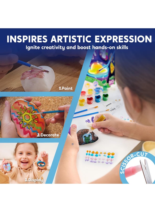 Klever Rock Painting Kit for Kids Glow In The Dark Rock Set DIY Arts Crafts Toys for Kids Birthday Party Gifts Toys Creative Fun Activities Art Kit - Image 2